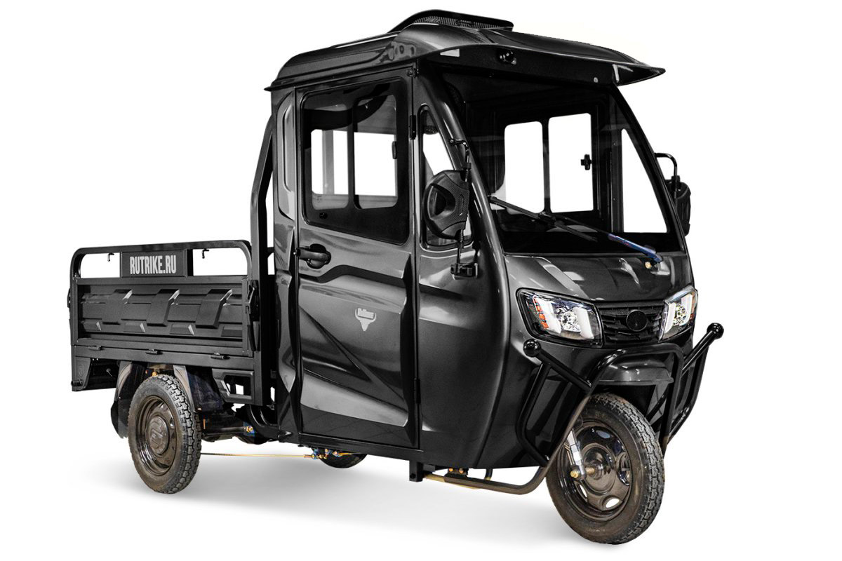 Грузовой электротрицикл Rutrike КАРГО Кабина 1500 60V1000W — Черный матовый