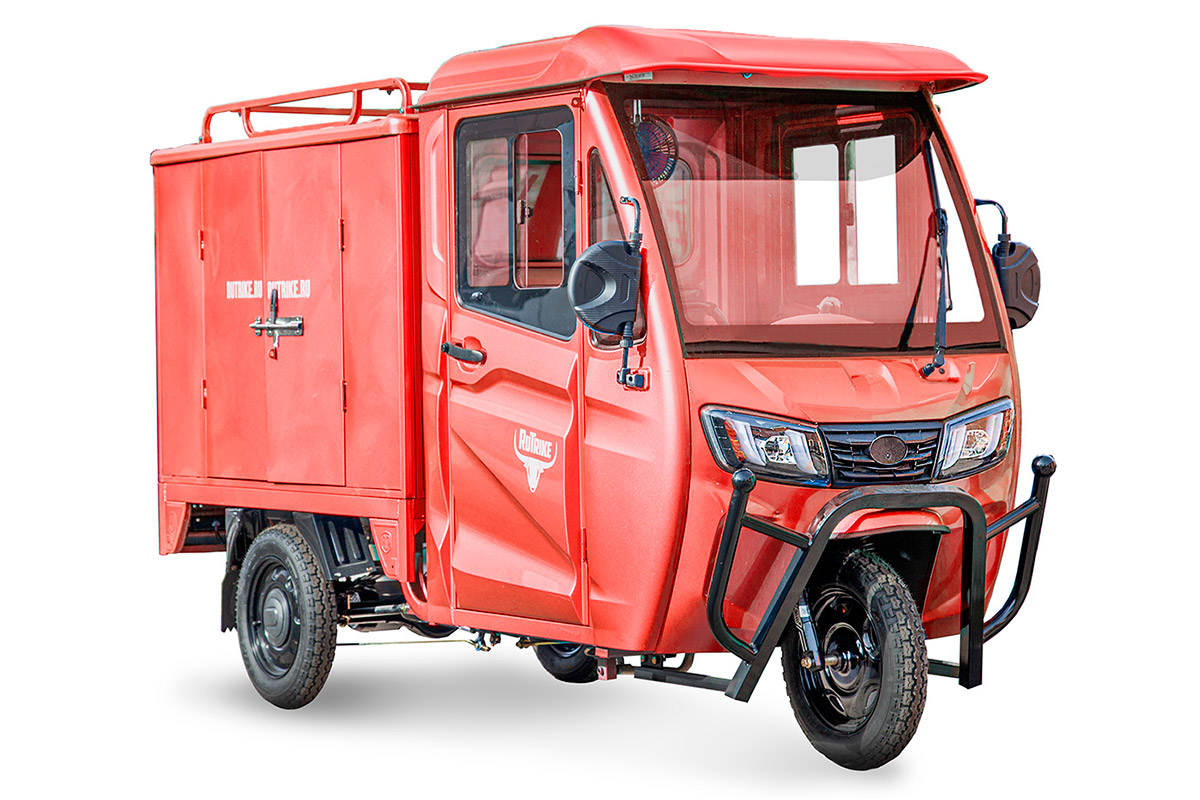 Грузовой электротрицикл Rutrike КАРГО Кабина Дуал 1500 60V1000W — красный