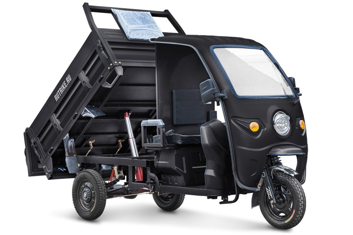 Грузовой электрический трицикл Rutrike D5 КАБИНА гидравлика 1500 72V1500W — черный-матовый