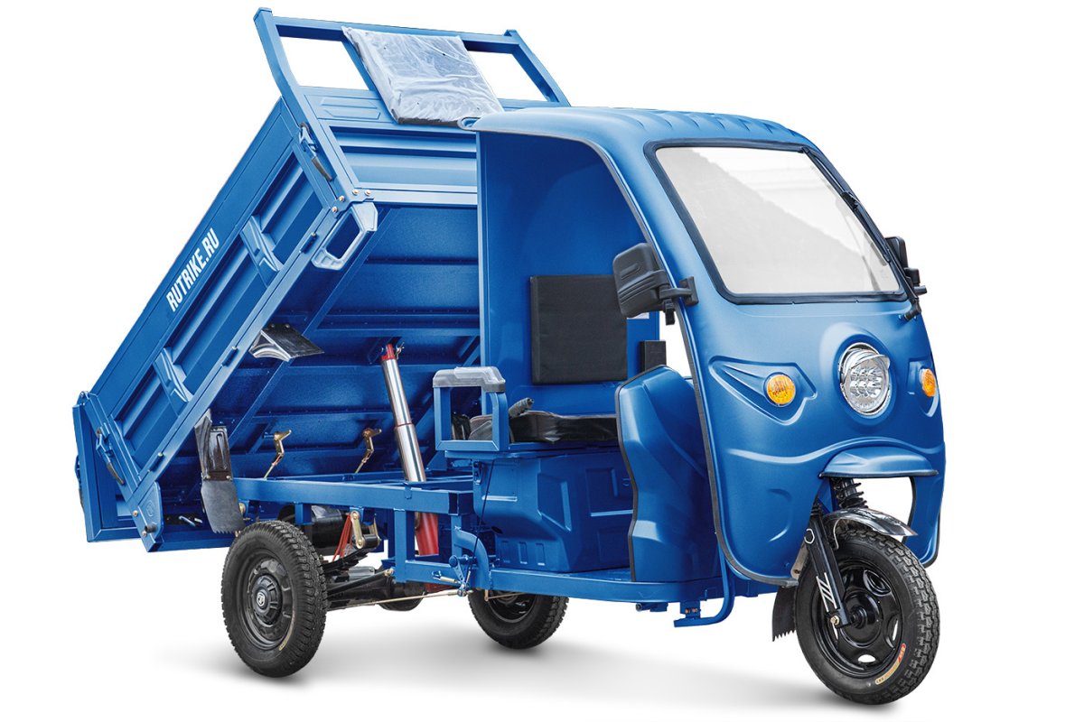 Грузовой электрический трицикл Rutrike D5 КАБИНА гидравлика 1500 72V1500W — темно-синий матовый