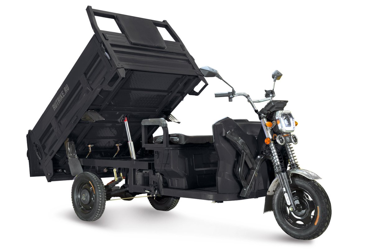 Грузовой электрический трицикл Rutrike D5 1500 гидравлика (72V1500W) — Черный матовый