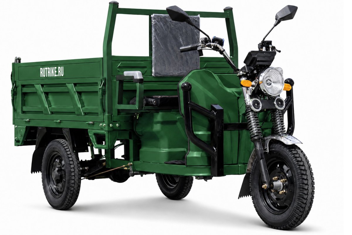 Грузовой электрический трицикл Rutrike D5 1500 гидравлика (72V1500W) — темно-зеленый