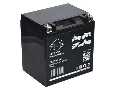 Аккумулятор стартерный для мототехники SKN YTX30L-BS (12V/30Ah/300A) [CT 1230, YTX30L]